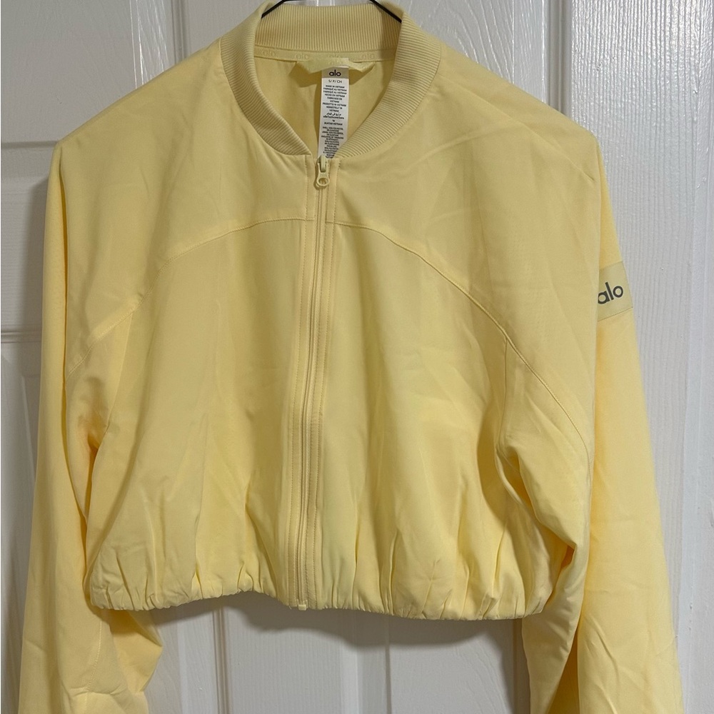 ALO Yoga Yellow Bomber Jacket with Ribbed Cuffs
